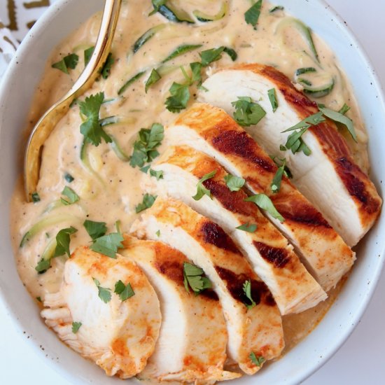 Buffalo Chicken Cheesy Zucchini