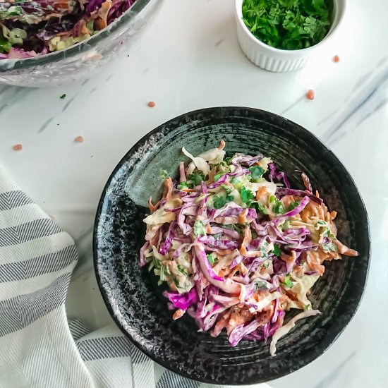 Homemade no-mayo coleslaw