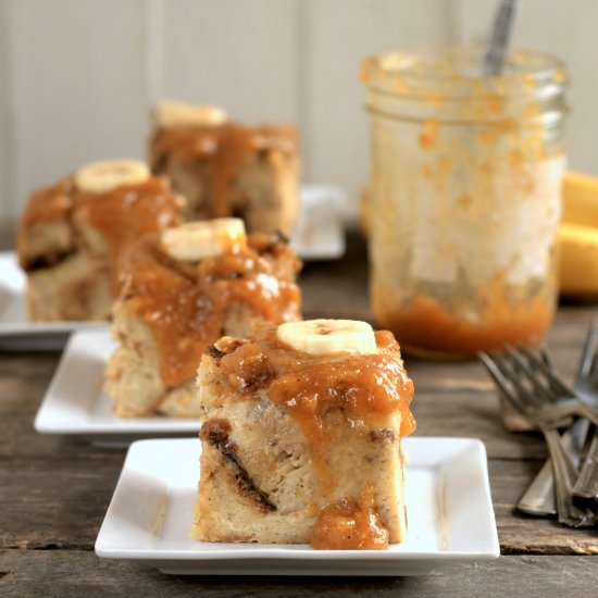 banana caramel bread pudding