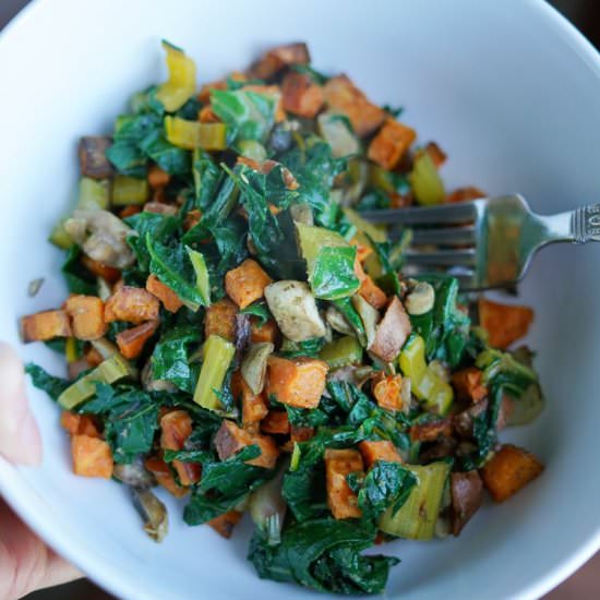 Rainbow Chard with Sweet Potatoes