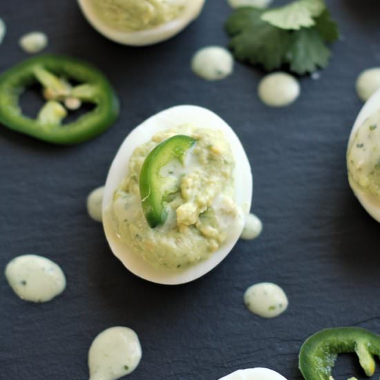 Cilantro Lime Crema Deviled Eggs