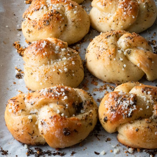 Garlic Knots with Herbs & Parmesan