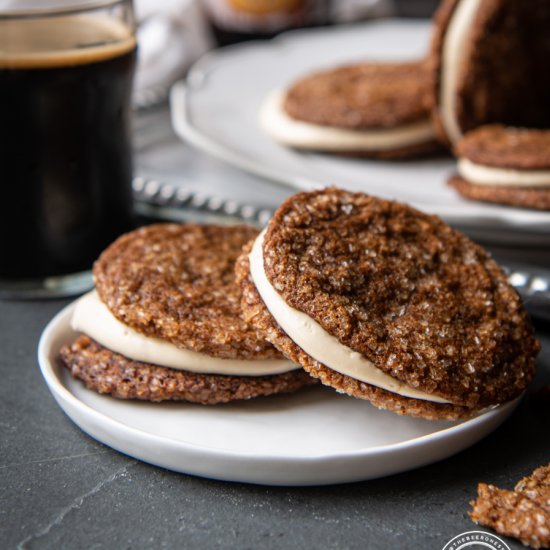 Chewy Gingerbread Sandwich Cookies