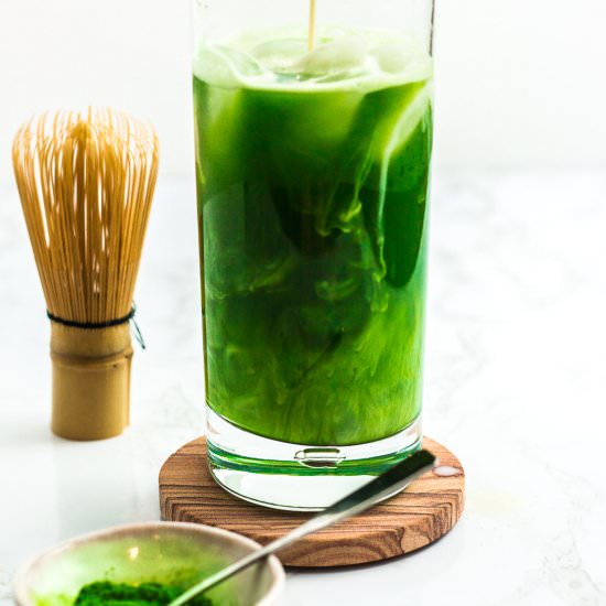 Iced Matcha water with milk