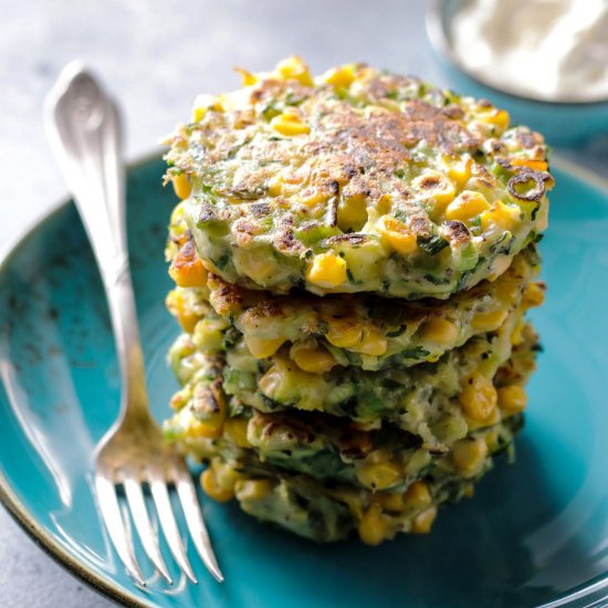 Vegan Zucchini Corn Fritters