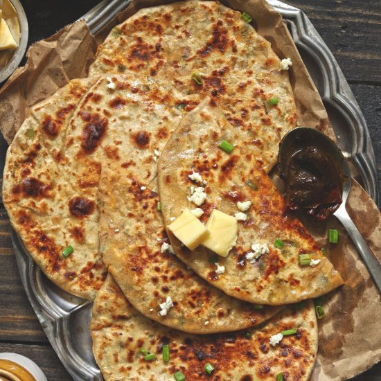 Spring Onion Paneer Paratha