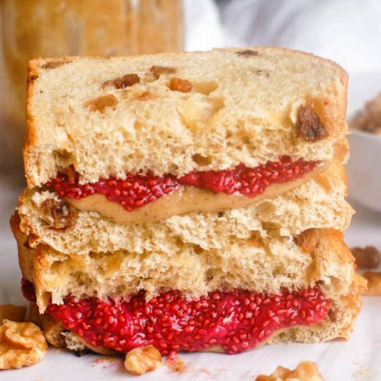 Walnut Butter & Strawberry Sandwich