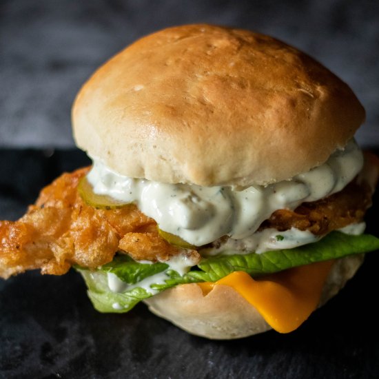 Vegan Beer Battered Fish Sandwich