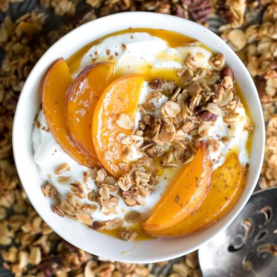 Roasted Peach Yogurt Bowl