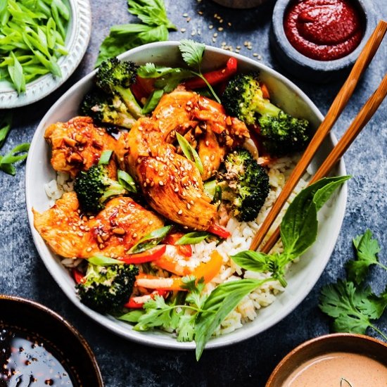 korean chicken bulgogi & broccoli