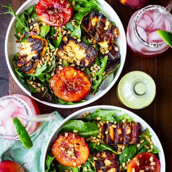 Roasted Peach and Halloumi Salad