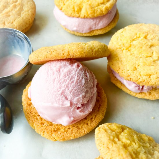 Corn Cookie Ice Cream Sandwiches