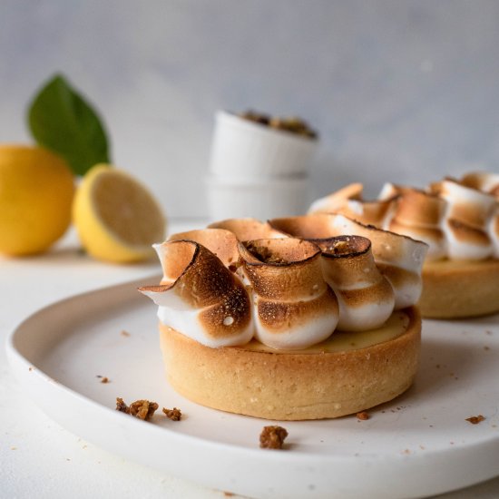 Pistachio Lemon Meringue Tarts