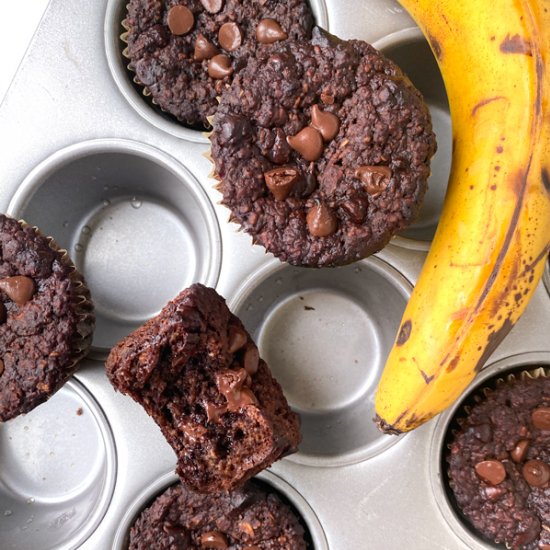 Skinny Chocolate Banana Muffins