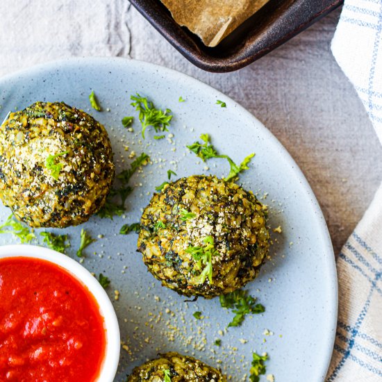 Vegan Spinach Rice Balls