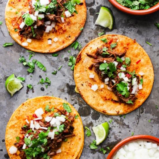 Birria Tacos w/ Consomé