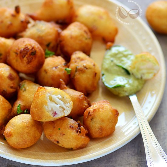 Challa Punugulu with idli batter