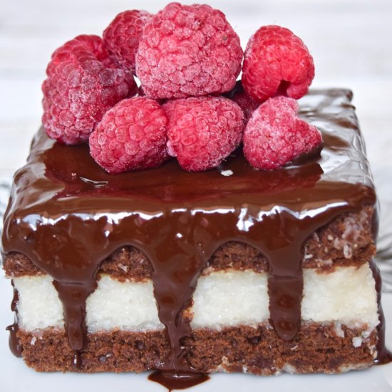 Chocolate cake with coconut cream