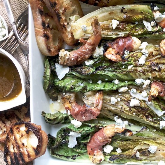 grilled romaine with shrimp