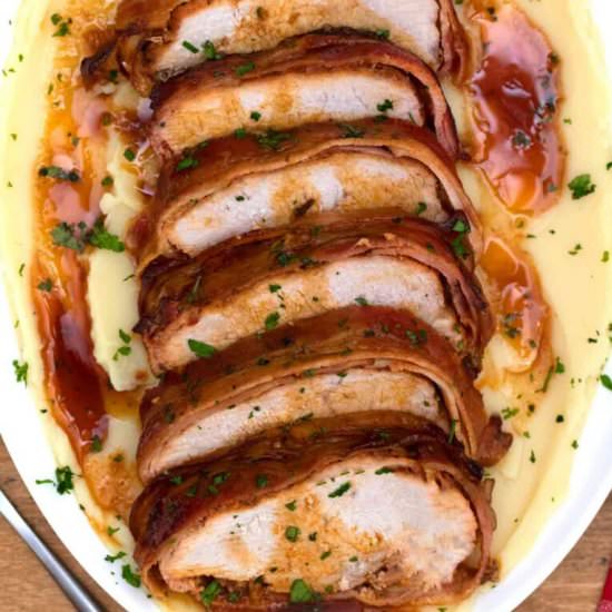 Crockpot Bacon Pork Loin