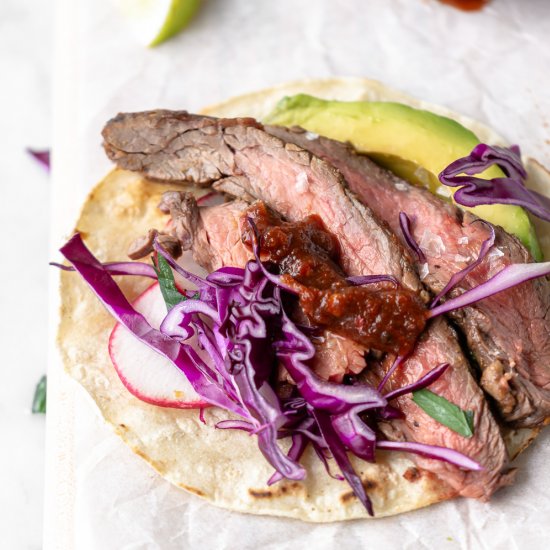 grilled flank steak tacos