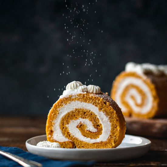 Pumpkin Roll with Whipped Cream