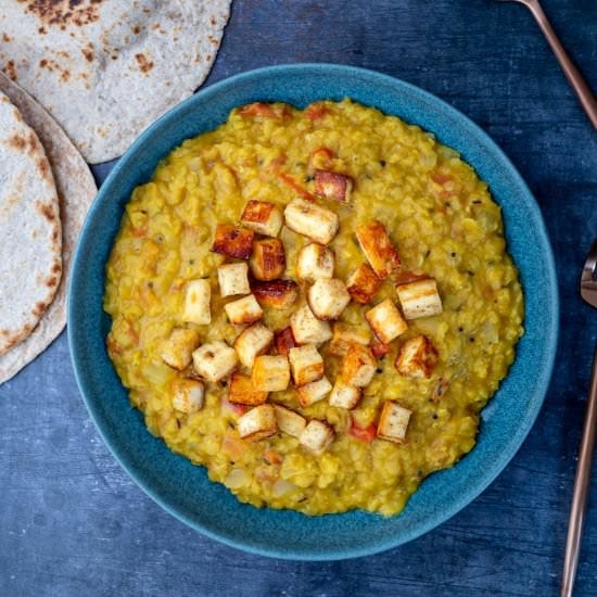 Red Lentil Coconut Dahl with Paneer