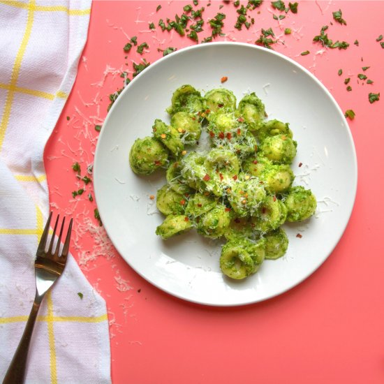 Simplest Spinach Pesto Orecchiette