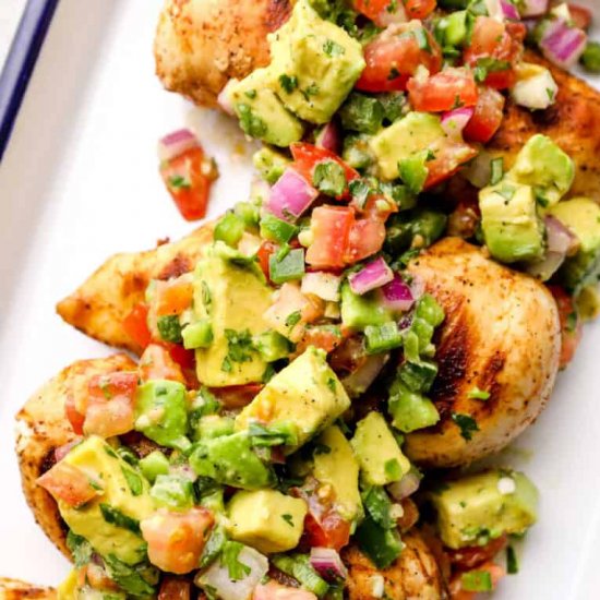 chicken with avocado salad!