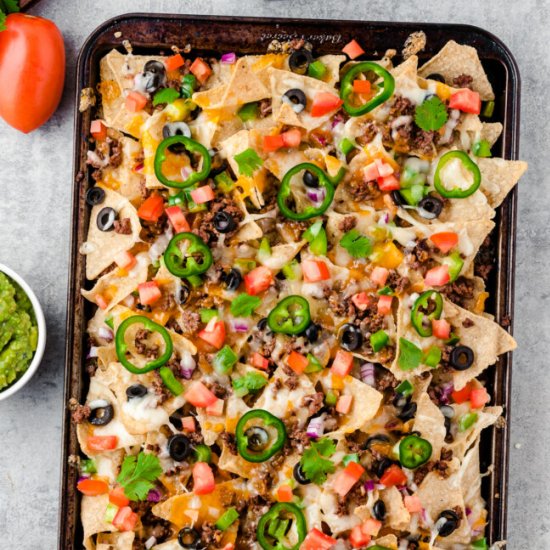 beef sheet pan nachos!