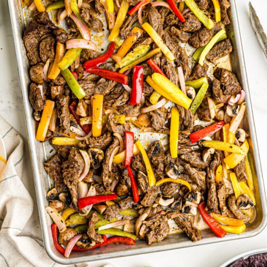 sheet pan steak fajitas!