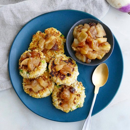 Turnip Hash Cakes with Apple Jam