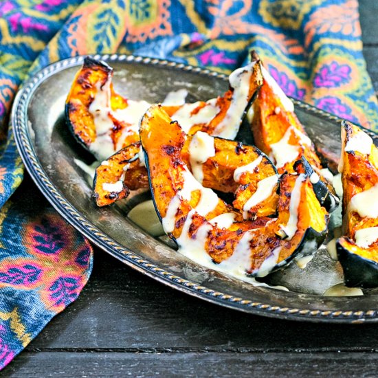 Acorn Squash with Garlic Tahini