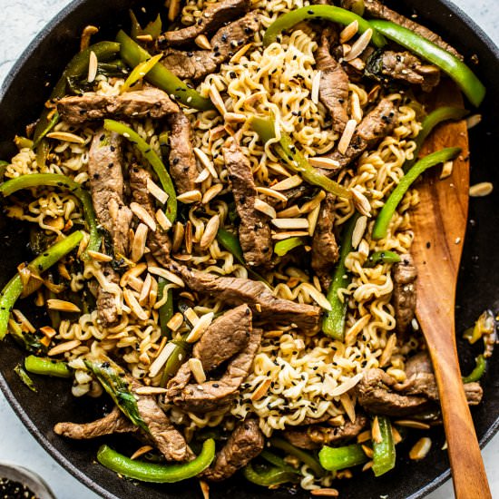 easy soy + sesame beef stir fry