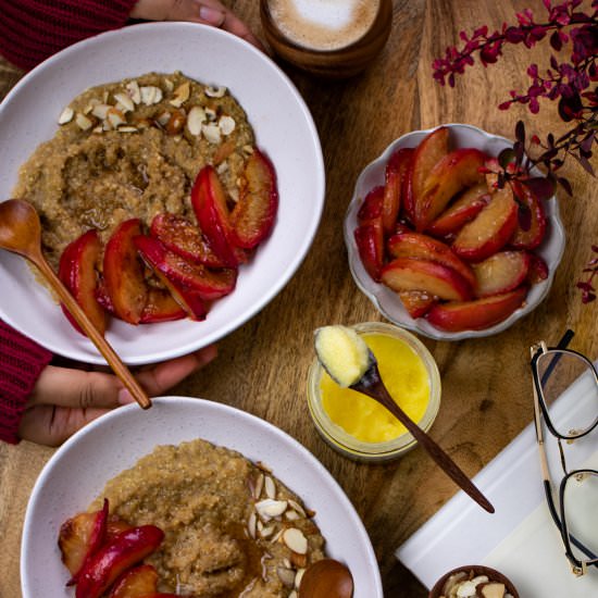 Quinoa with maple cardamom plums