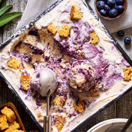 Blueberry Cornbread Ice Cream