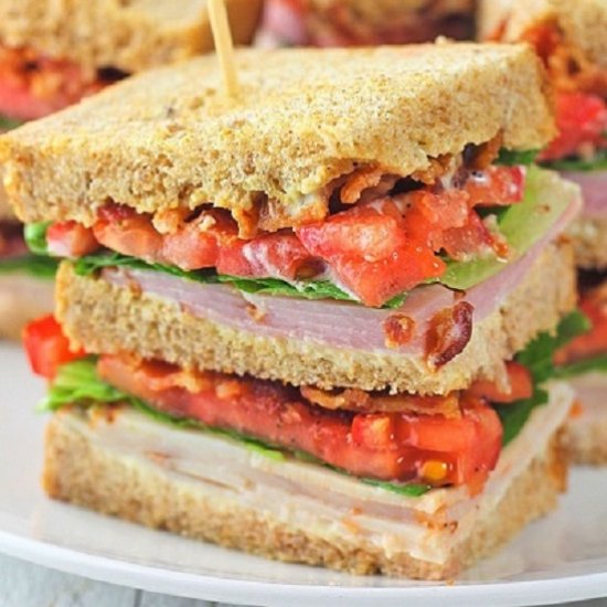 ham and turkey club sandwich