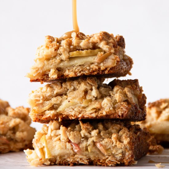 Vegan Apple Caramel Crumble Bars