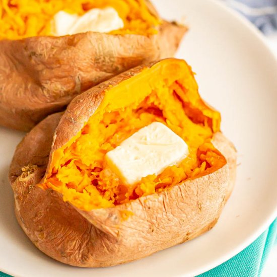 Microwave sweet potatoes