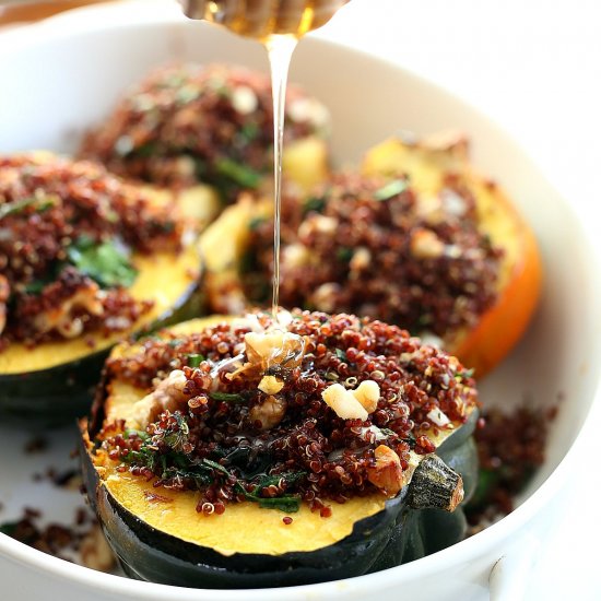 Stuffed Acorn Squash (Vegan Option)