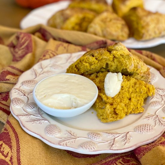 Pumpkin Scones with Honey Butter