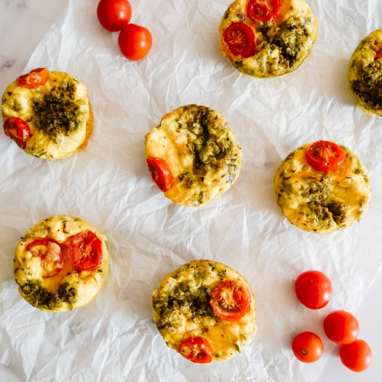 Pesto, Tomato + Feta Egg Bites