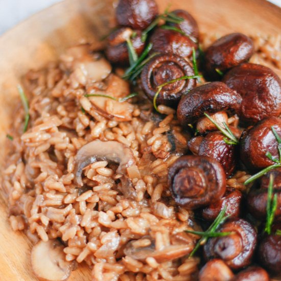 Red wine mushroom risotto