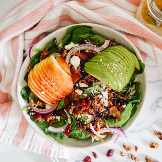 Apple, Feta + Pecan Spinach Salad