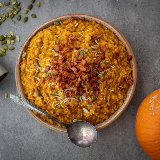 Pumpkin RIsotto with Crispy Bacon