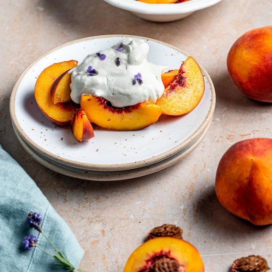 Peaches with Lavender Whipped Cream