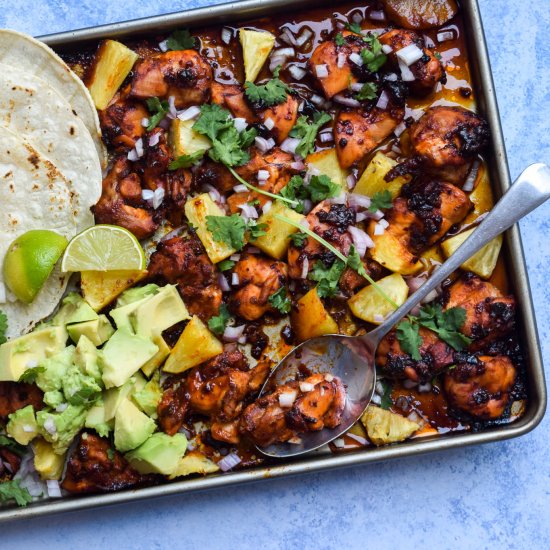 One Pan Chicken & Pineapple Tacos