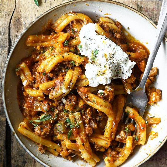 Pumpkin beef bolognese