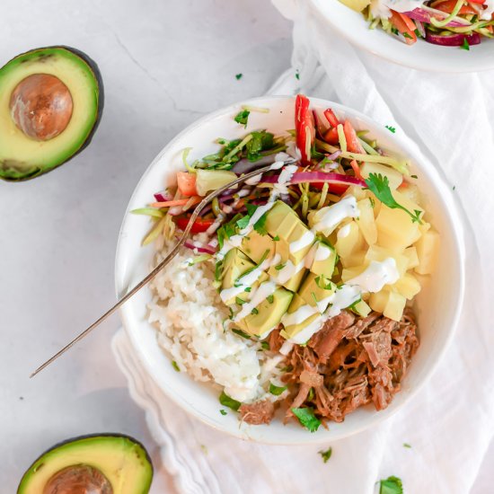 pulled pork burrito bowls