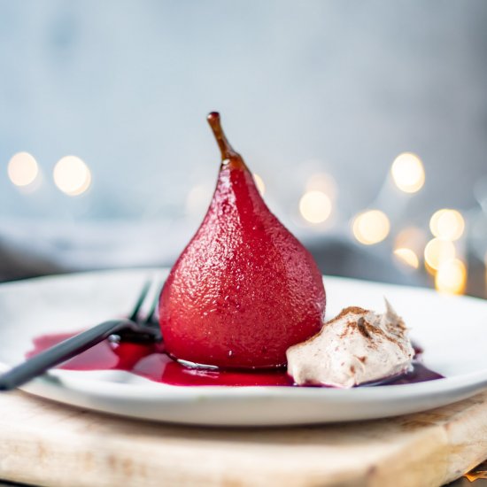 Red Wine Poached Pears